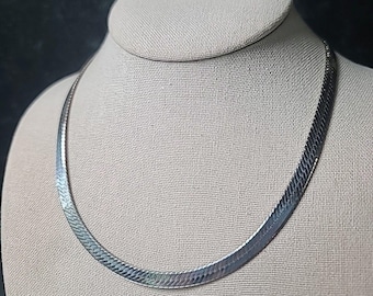 Milor Italy 925 Sterling Silver Herringbone Chain Necklace Vintage