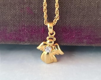 Avon Birthstone Angel Pendant Necklace Vintage