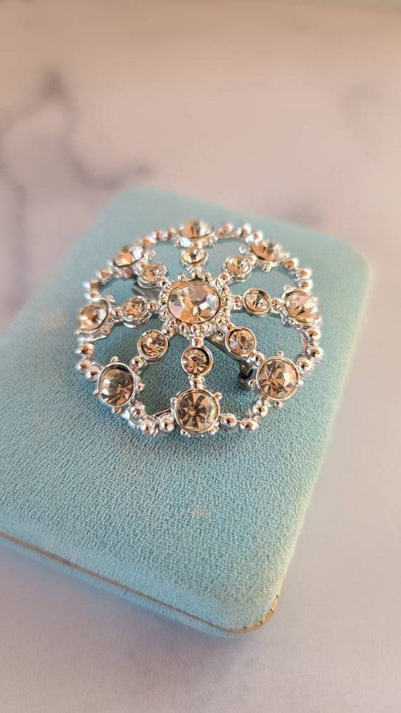 Rhinestone Circular Brooch - image 1