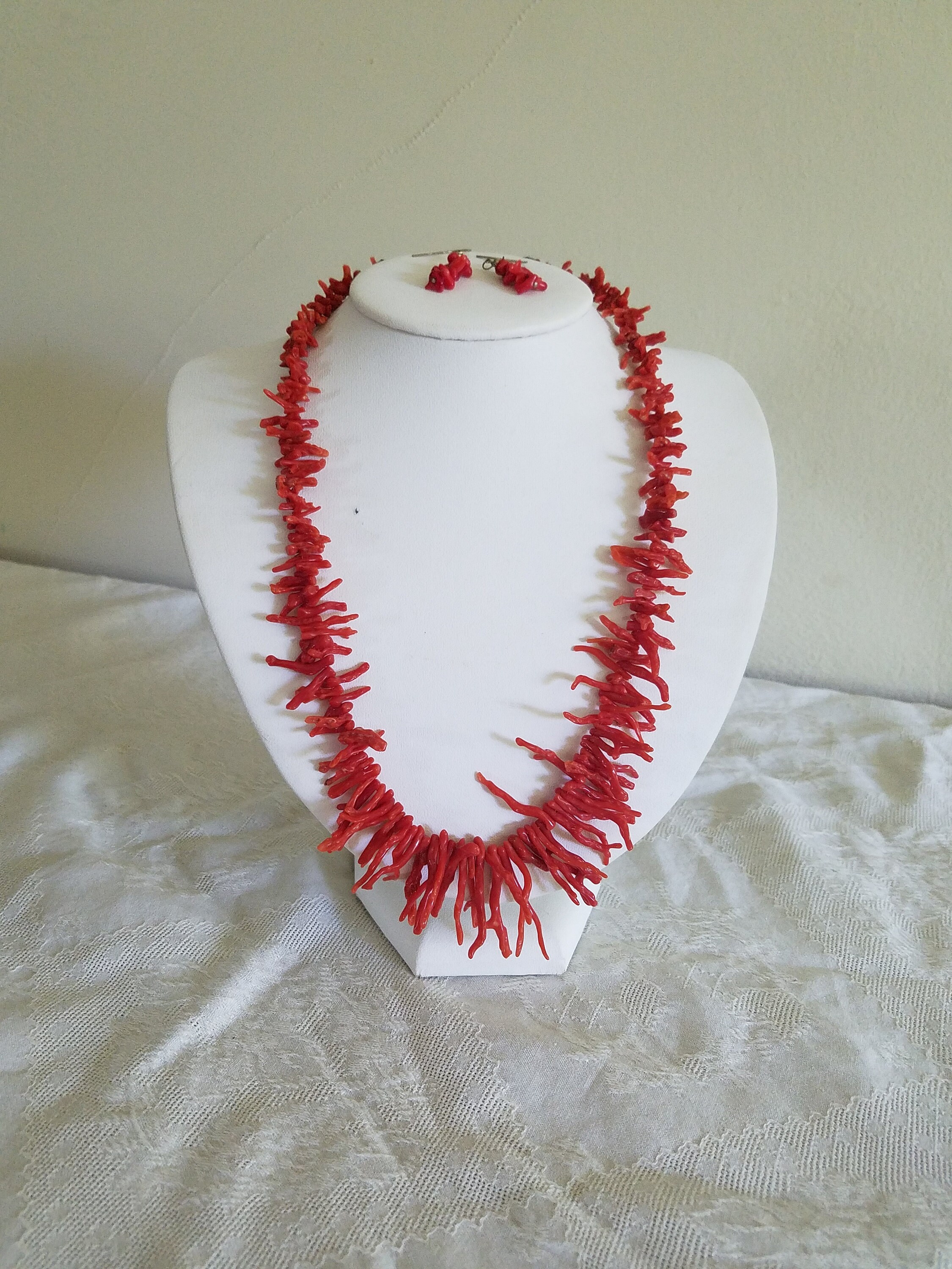 Auténtico collar de rama de coral rojo y juego de pendientes a | Etsy México