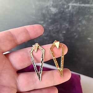 Vintage Gold Tone Metal Dangling Pierced Earrings
