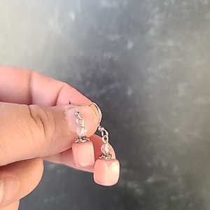 Vintage Pink And Silver Tone Metal Beaded Dangling Pierced Earrings