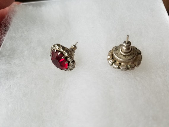 Vintage Red Ice Glam Earrings, Ruby, Diamond, Hol… - image 7
