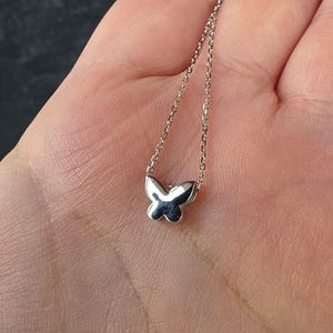 925 Sterling Silver Butterfly Pendant Adjustable Necklace Vintage image 1