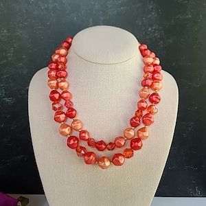Double-Stranded Pink Hong Kong Beaded Necklace Vintage