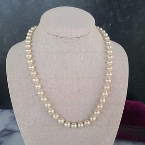 Faux Pearl Hand-knotted Beaded Necklace Rhinestone Clasp, READ