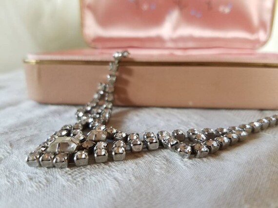 Glamorous Rhinestone Necklace, Vintage Wedding Ne… - image 4