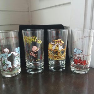 Holly Hobbie Vintage Water Glasses Drinkware American Greetings Circa 1960s and 1970s
