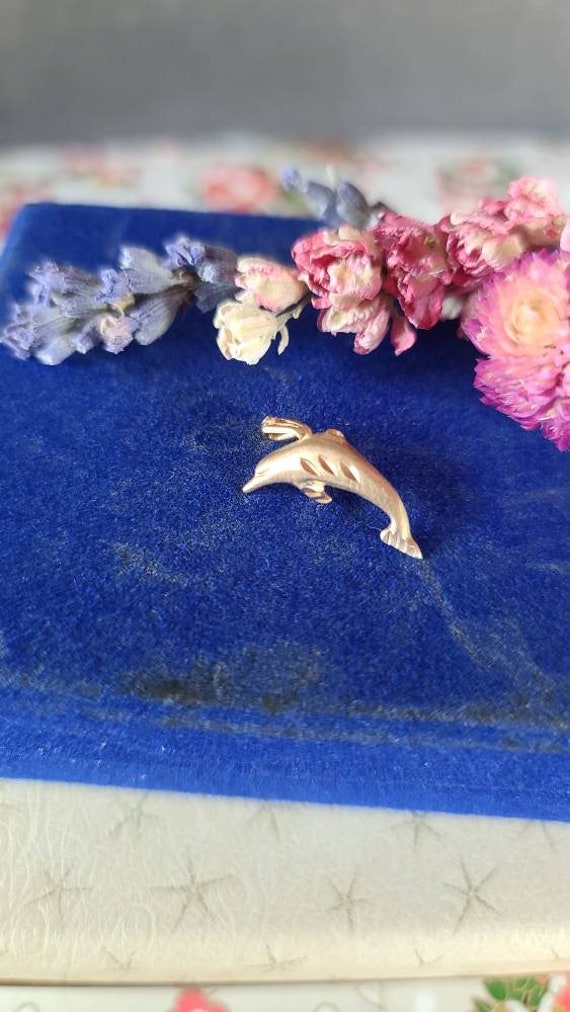 14K Gold Dolphin Pendant - image 2