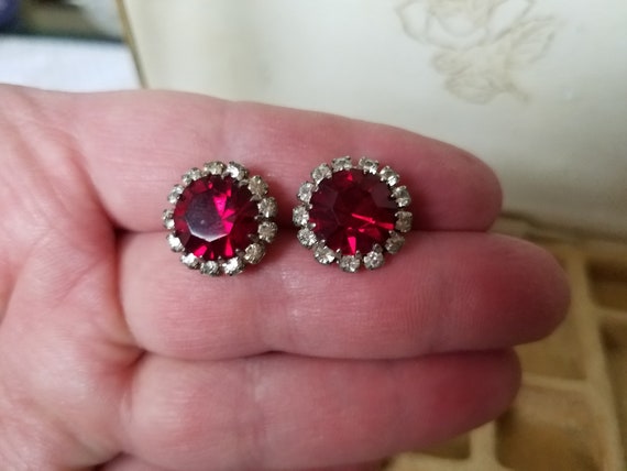 Vintage Red Ice Glam Earrings, Ruby, Diamond, Hol… - image 9