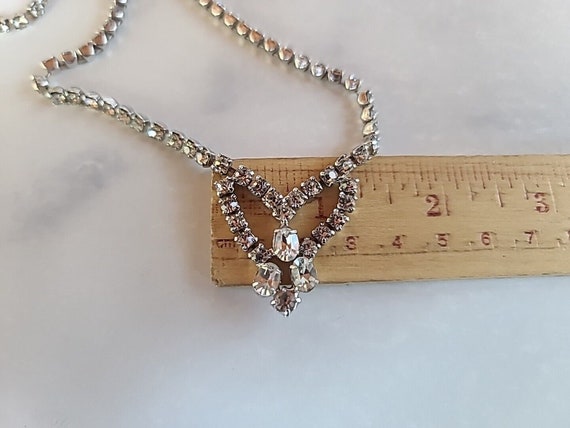 Weiss Co Prong Set Clear Rhinestone Necklace - image 9
