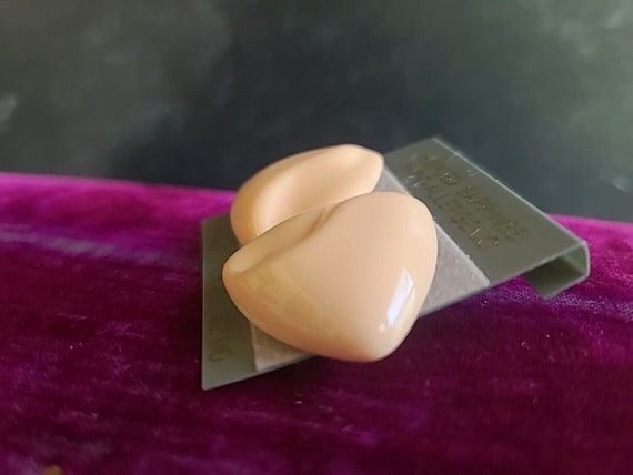 Peach Triangular Plastic Stud Earrings Vintage NOS - image 3
