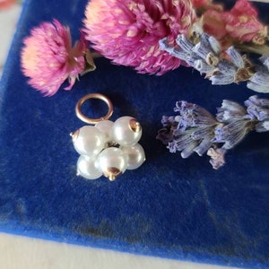14K Gold Faux Pearl Charm Pendant