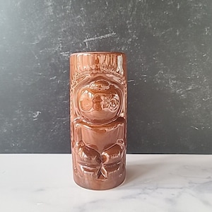 Vintage Brown Ceramic Tiki Mug