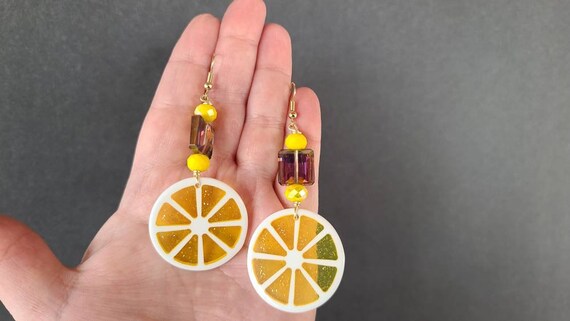 Lemon Slice Dangling Earrings - image 3