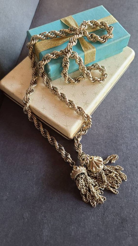 Vintage Lariat Tassel Necklace - image 2