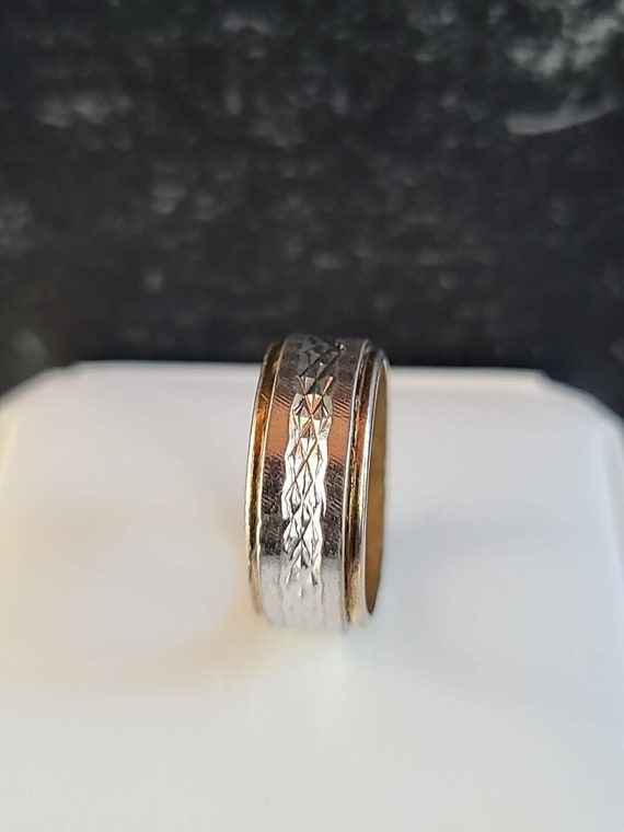 Vintage Two Toned 18K HGE ESPO Etched Band, Size … - image 1