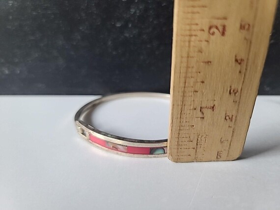 Abalone Shell Hinged Bangle Bracelet Vintage - image 10
