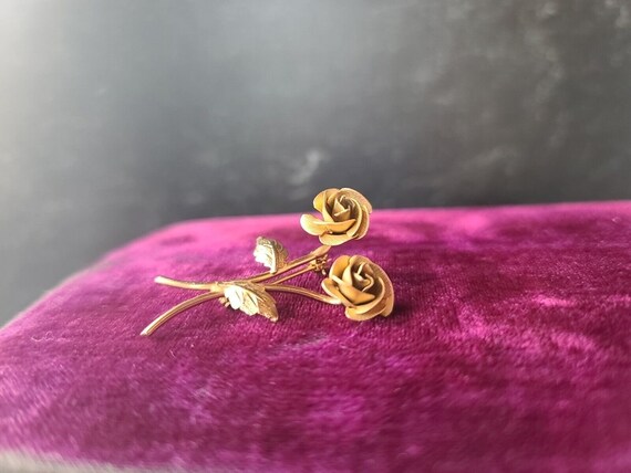 Vintage 12K Gold Filled Rose Brooch - image 4