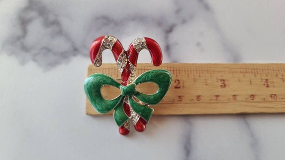 Double Candy Cane Bow Brooch - image 9