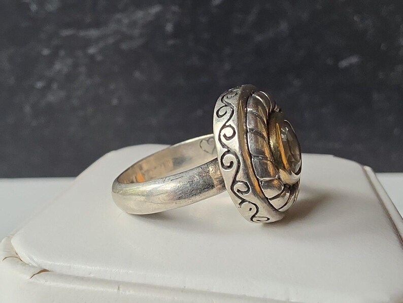 Brighton 925 Sterling Silver Signed Sayan Cable White Topaz Band Ring Size 6 zdjęcie 3