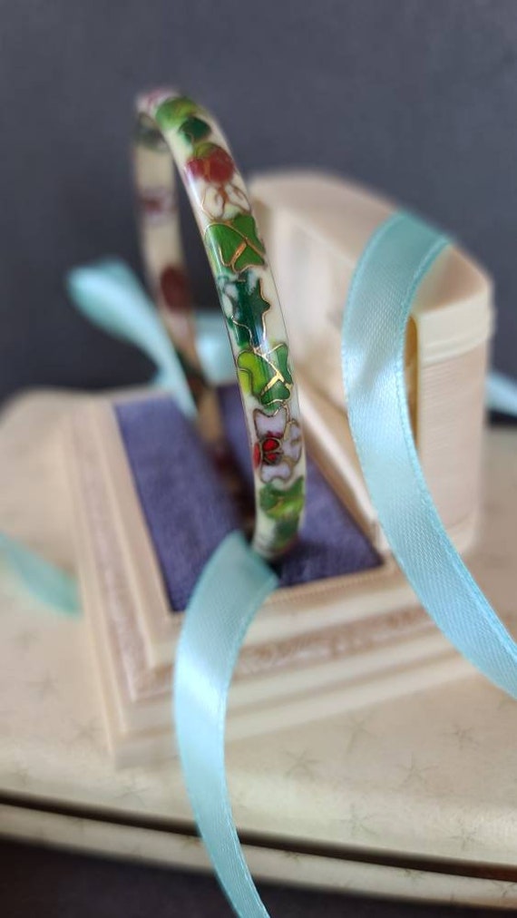 Cloisonne Floral Bangle Bracelet - image 3