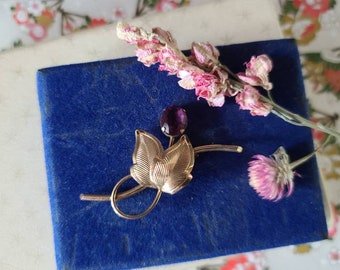 12K GF Floral Rhinestone Brooch