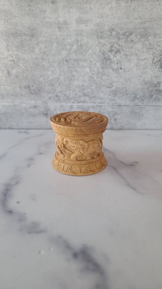 Vintage Carved Wooden Trinket Box