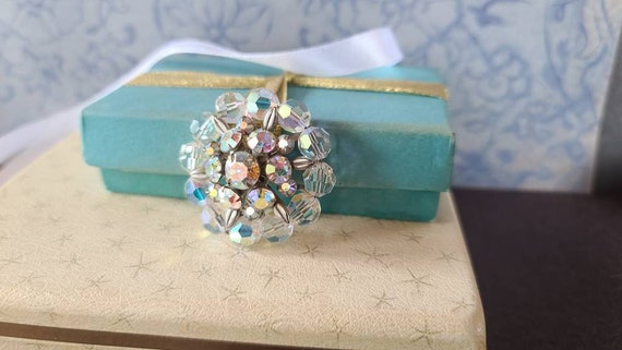 Vintage Circular Domed Rhinestone Brooch - image 1