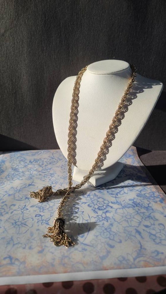 Vintage Lariat Tassel Necklace - image 1