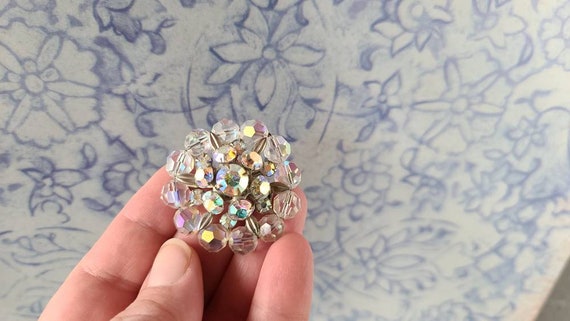 Vintage Circular Domed Rhinestone Brooch - image 3