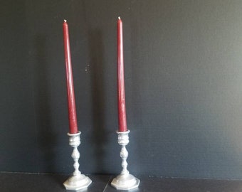 Vintage Silver Tone Candlestick Holders, set of 2