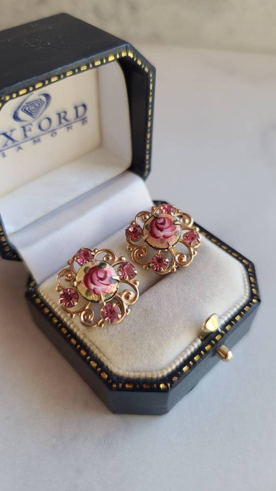 Vintage Guilloche Rose Scatter Pins - image 3