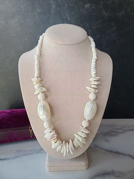 Vintage Beaded White Shell Necklace