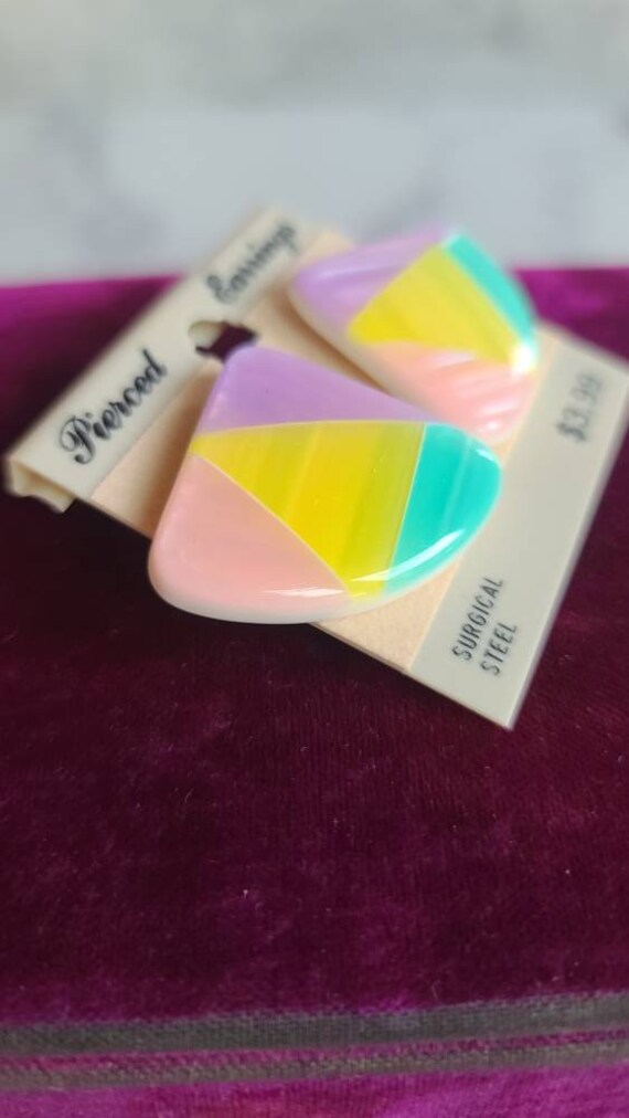 Pastel Plastic Triangular Stud Earrings - image 4