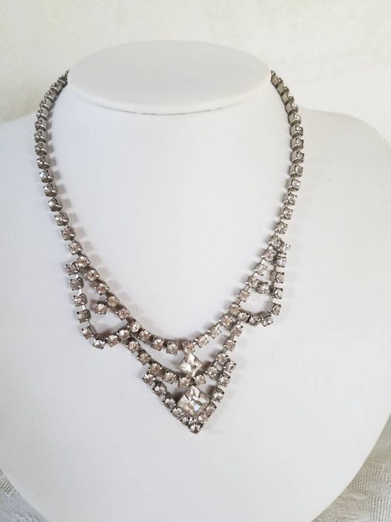 Glamorous Rhinestone Necklace, Vintage Wedding Ne… - image 7