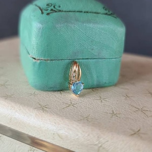 Vintage 10K Topaz Diamond Heart Pendant