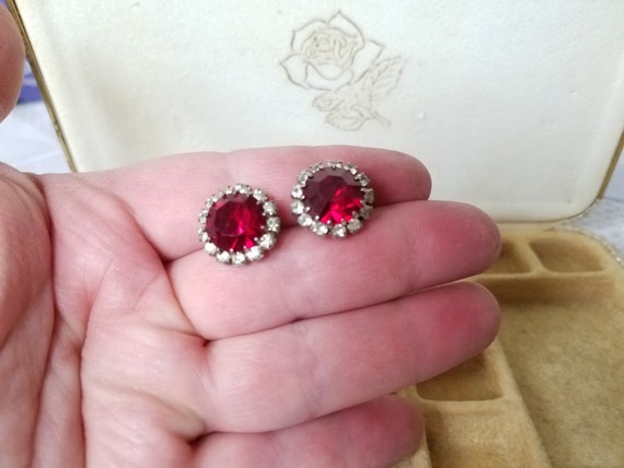 Vintage Red Ice Glam Earrings, Ruby, Diamond, Hol… - image 10
