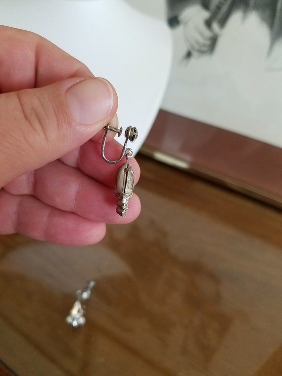 Clear Rhinestone Dangling Drop Screwback Earrings - image 8