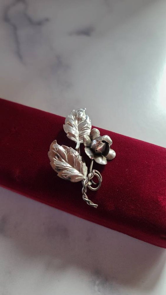 Vintage Sterling Floral Brooch