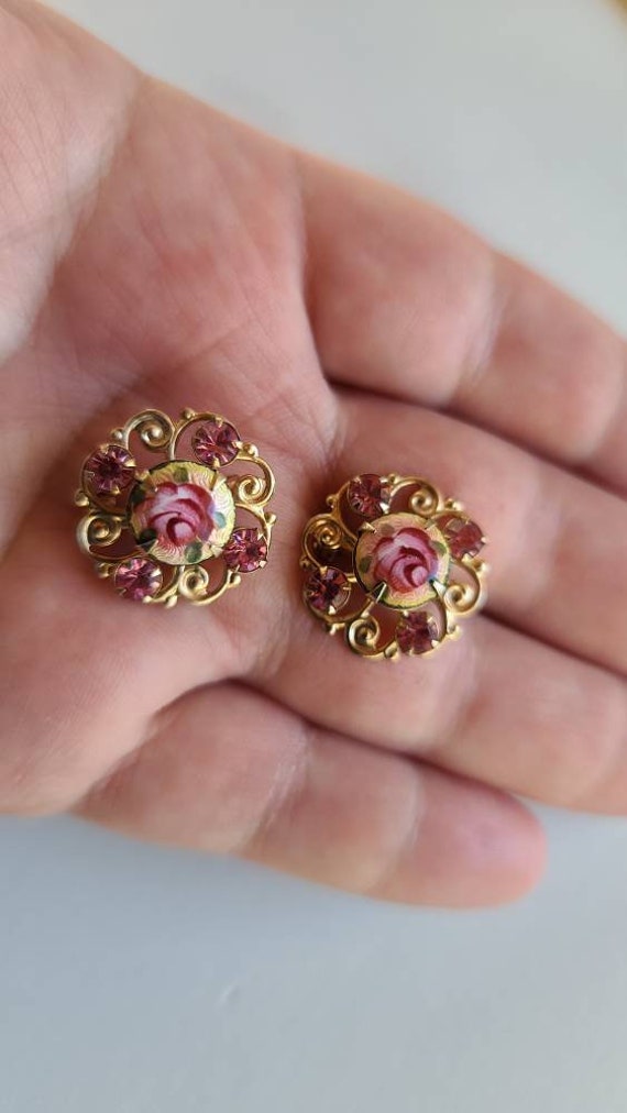 Vintage Guilloche Rose Scatter Pins - image 7