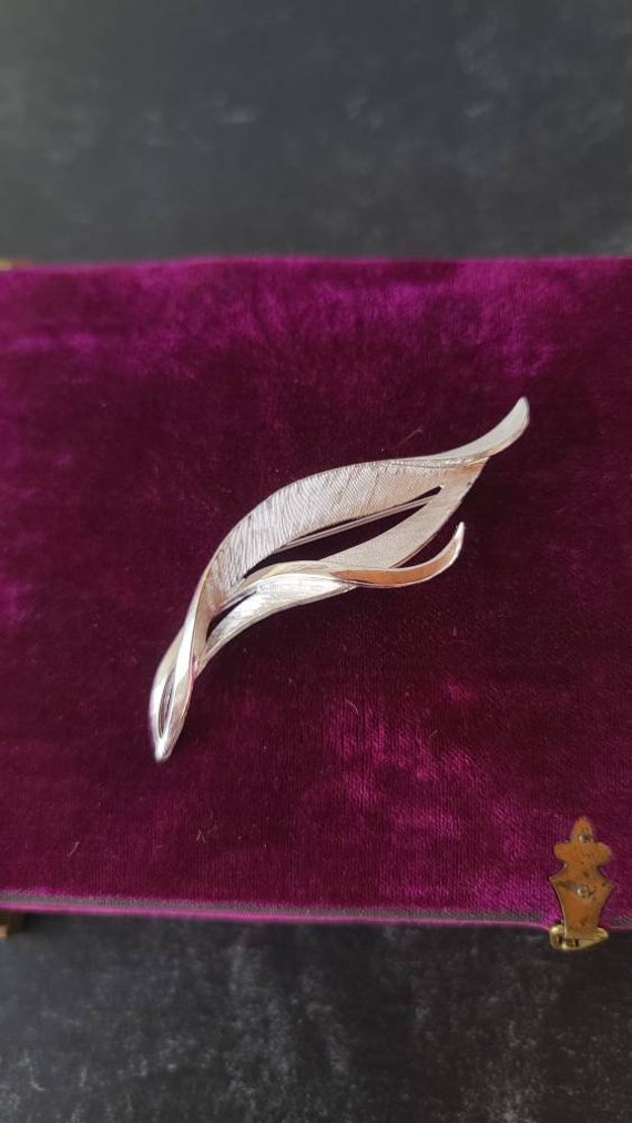 Crown Trifari Silver Leaf Brooch