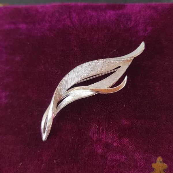 Crown Trifari Silver Leaf Brooch