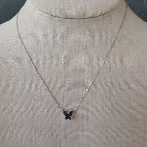925 Sterling Silver Butterfly Pendant Adjustable Necklace Vintage image 3