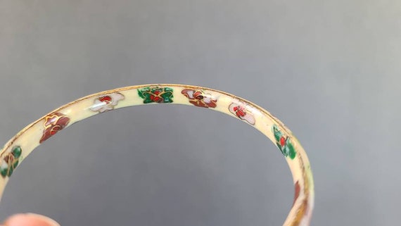 Cloisonne Floral Bangle Bracelet - image 6