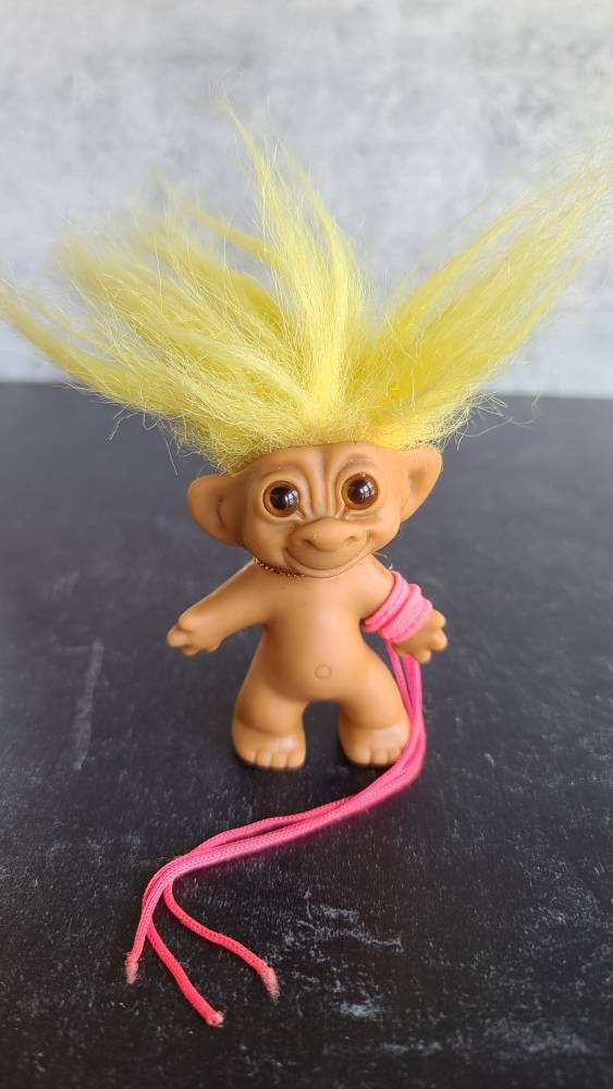 Nude Troll Doll With Gold Tag Holder and Pink Tassled Armband - Etsy