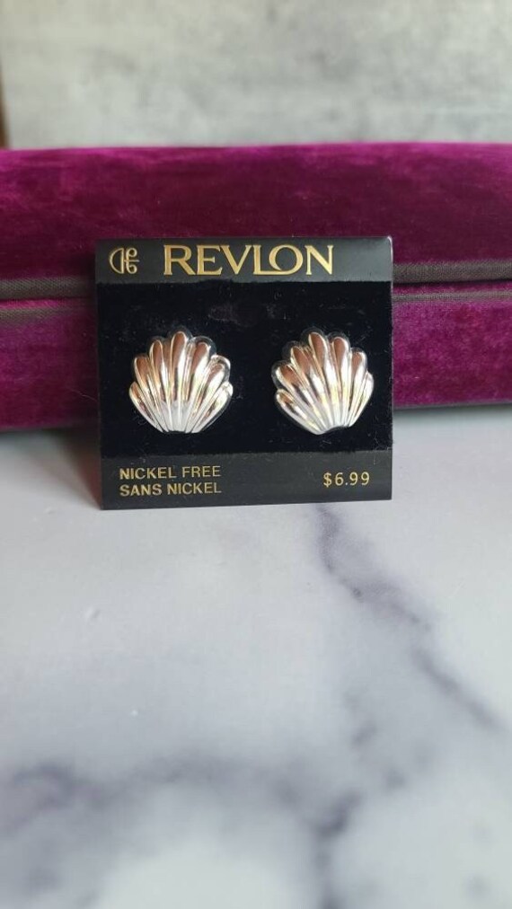 Revlon Silver Shell Shaped Stud Earrings