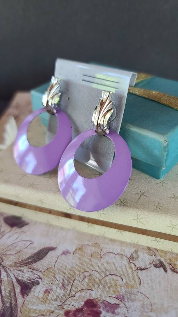 Vintage Silver and Purple Dangling Earrings