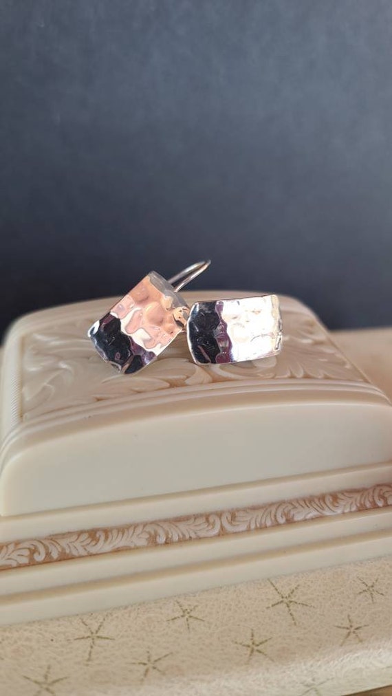 925 Hammered Dangling Earrings - image 5