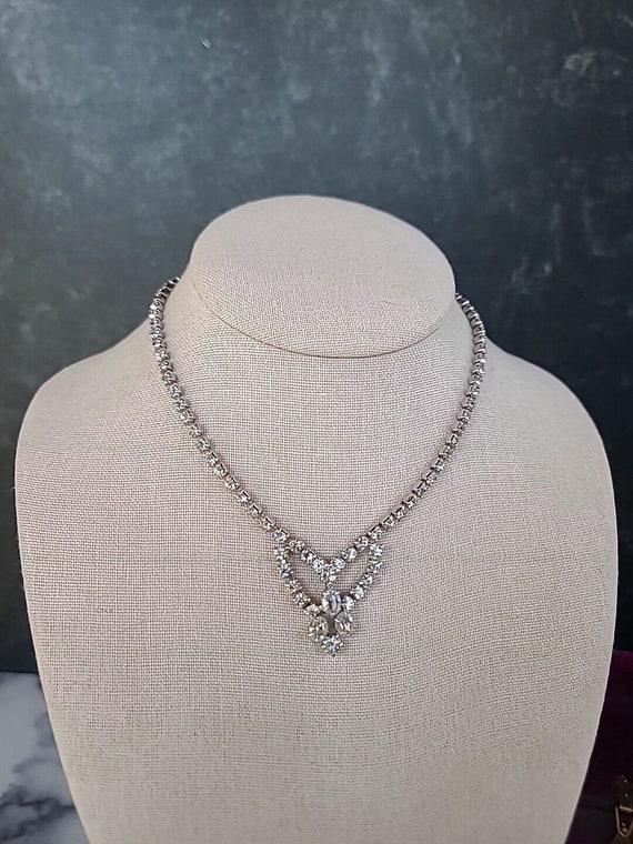 Weiss Co Prong Set Clear Rhinestone Necklace - image 1